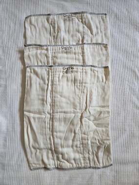 GroVia Large Cotton/Bamboo Prefold Cloth Diapers (3 Pack) Unused